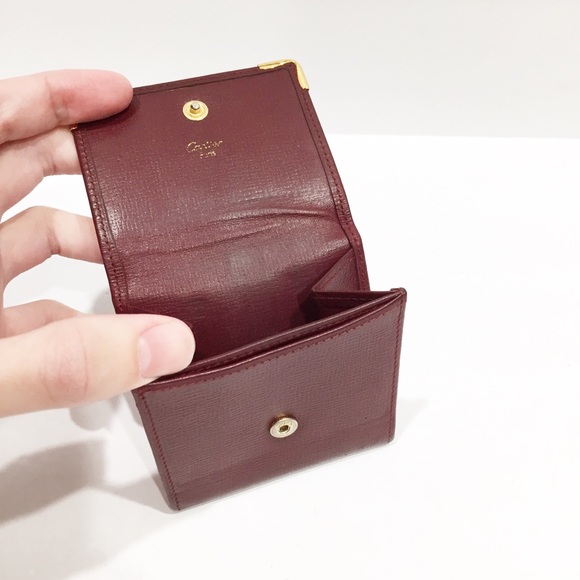 Cartier burgundy leather coin snap pouch - Picture 5 of 9